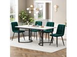 Gruppo Da Pranzo Flieks Tavolo Da Pranzo Con 4 Sedie Da Pranzo, Gruppo Di Seduta Tavolo Da Cucina 5 Pezzi, Tavolo Da Cucina Con 4 Sedie Da Pranzo, Sedia Con Rivestimento In Velluto, Verde Nero