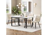 Gruppo Da Pranzo Flieks Tavolo Da Pranzo Con 4 Sedie Da Pranzo, Set Tavolo Da Cucina 5 Pezzi, Tavolo Da Cucina Con 4 Sedie Da Pranzo, Sedia Con Rivestimento In Velluto, Beige Nero