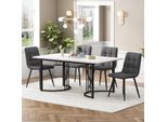 Gruppo Da Pranzo Flieks Tavolo Da Pranzo Con 4 Sedie Da Pranzo, Gruppo Di Seduta Tavolo Da Cucina 5 Pezzi, Tavolo Da Cucina Con 4 Sedie Da Pranzo, Sedia Con Rivestimento In Lino, Grigio Nero