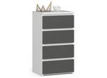 Comò Elegante CL4 Con 4 Cassetti In Grafite E Bianco Per Stoccaggio