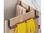 Set Di 2 Portasciugamani Sospesi | Portasciugamani Da Cucina Per Ante Di Armadietti | Portasciugamani Nero Senza Foratura | Appendiabiti Da Porta Come Barra, Salvaspazio Per Appendere Gli Strofinacci In Cucina 36Cm