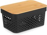 Contenitore In Plastica Con Coperchio In Bambù, 26 X 17,5 X 12,5 Cm, Nero