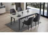Tavolo Da Pranzo Rettangolare Bianco Di Design 6X Sedie Imbottite Grigie Set Da 7 Pezzi