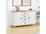 Vidaxl Credenza Askim Bianco 133,5 X 40 X 79 Cm In Legno Di Pino Massiccio