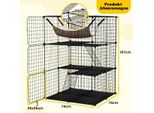 Gabbia Per Gatti A 3 Piani, Grande Recinto Per Gatti Con Amaca, 2 Scale, 3 Porte E Lucernario, 74 X 74 X 107 Cm