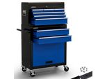 Carrello Da Officina Arebos 9 Scomparti Blu-Nero | Tappetini Antiscivolo E Attacco Per Valigia