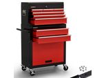 Carrello Da Officina Arebos 9 Scomparti Rosso-Nero | Tappetini Antiscivolo E Attacco Per Valigia