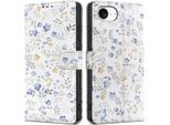 Tech-Protect Custodia Per Cellulare Libreria Flip Cover Con Chiusura Magnetica Compatibile Con Iphone 16E (Se 4 2025) Bianco Con Margherite