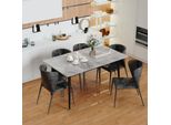 Wisfor Tavolo Da Pranzo In Marmo, Tavolo Da Cucina, Tavolo Da Sala Da Pranzo Per 4-6 Persone, Tavolo Rettangolare Da 120 Cm Con Gambe In Metallo Antiscivolo, Grigio Chiaro