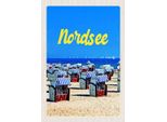 Vianmo Insegna In Legno 30X20 Cm Nordsee Strand Strandkorb Meer
