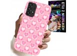 Custodia Per Samsung Galaxy A23 5G - Cassa Rosa Con Cuori + Vetro