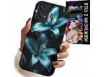 Custodia Per Samsung Galaxy A53 5G - Turchese Gigli Fiori Caso + Vetro