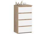 Comò CL4 40 Cm Rovere Sonoma E Bianco Con 4 Cassetti Per Riporre