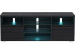 Mobile Tv Vasagle Con Illuminazione Led, Tavolo Tv, Supporto Tv Per Tv Fino A 70 Pollici, Con Ripiani Aperti, 2 Armadi Con Ante, 160 Cm,
