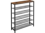 Scarpiera Vasagle, 5 Livelli Di Griglia, Ampio Spazio Per Ingresso, Corridoio, Struttura In Metallo, Design Industriale, Vintage Marrone-Nero