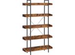 Libreria Vasagle, 5 Ripiani, Ripiani Spaziosi, Facile Da Montare, Soggiorno, Camera Da Letto, Ufficio, Industriale, Rustico Marrone E Nero