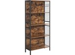 Vasagle Libreria, Scaffale Da Ufficio, Scaffale Da Cucina, Scaffale Da Terra Con 4 Ripiani, 4 Ganci A S, Per Ufficio, Soggiorno, Studio, Struttura In Acciaio, Design Industriale