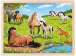 Puzzle Di Legno Goki - Giocattolo Educativo Cavallo Estivo Prato 96 Pezzi Bambini