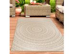 Tappeto Per Interni Ed Esterni Tappeto Da Balcone Rotondo In Bianco E Beige - Moderno E Versatile Dimensioni - 120 Cm Rotondo