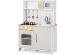 Cucina Per Bambini Costway, Cucina Da Gioco In Legno Con Accessori, Microonde, Piano Cottura, Lavello, Forno, Cucina Per Bambini Con Luci E Suoni, Cucina Giocattolo Per Bambini 3+