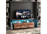 Porta Tv Led Con 3 Cassetti, 108 X 30 X 57 Cm, Panca/Sponda Tv Retrò, Cassetto In Legno