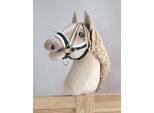 Cavezza Regolabile Per Cavallo Hobby Horse A3 Verde Bottiglia Con Pelliccia Bianca
