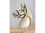 Cavezza Regolabile Per Cavallo Hobby Horse A3 Nera Con Pelliccia Bianca