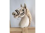 Cavezza Regolabile Per Cavallo Hobby Horse A3 Beige Con Pelliccia Nera