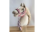 Set Per Cavalli Hobby: Cavezza A3 Con Pelliccia Nera + Corda Per Legare - Nero E Rosa