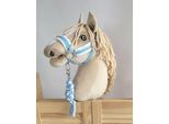Set Per Cavalli Hobby: Cavezza A3 Con Pelliccia Bianca + Corda Di Legatura - Bianco E Blu