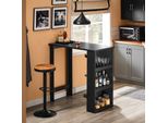 Sobuy FWT17-II-SCH Tavolo Da Bar Per Cucina Con 3 Ripiani, Tavolo Da Bar Per Piccoli Ambienti, Tavolo Da Bar Alto Nero Wht Circa 112X106X57 Cm