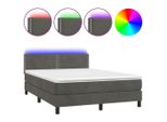 Syfax™ Letto A Molle Con Materasso E Led Grigio Scuro 140X190 Cm