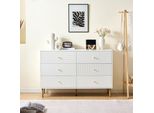 Aiorber Cassettiera Moderna A 6 Cassetti In Mdf Con Maniglie In Lega Di Zinco E Gambe In Acciaio - Cassettiera Bianca Per Camera Da Letto, Soggiorno E Corridoio