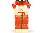 Costway Pupazzo Di Neve Led In Confezione Regalo, Decorazione Natalizia Illuminata Di 115 Cm Con 100 Led Bianco Caldo, Figura Natalizia, Illuminazione Natalizia