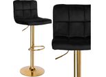 Arako Bar Hocker In Velluto Nero E Oro