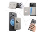 Inf Portacarte Magnetico Inpoliuretanocompatibile Con Magsafe - Portafoglio Sottile Con Cinturino Grigio+Bianco