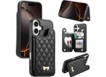 Inf Elegante Custodia A Portafoglio Per Iphone 17 Air Con Porta Carte, Supporto & Specchio Nero
