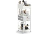 Costway Carrello Porta Trucchi, Organizzatore Di Cosmetici Con Cassetti, Ruote E Ripiani, Carrello Multiuso, Bianco 30 X 30 X 90 Cm