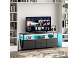 Porta Tv Led Con 3 Cassetti, Struttura In Metallo, Spazio Di Archiviazione, Per Il Soggiorno, 137 X 30 X 57 Cm, Nero