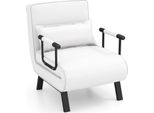 Costway Poltrona Letto Pieghevole 4 In 1, Divano Letto Con Schienale Regolabile In 5 Posizioni, Cuscino E Seduta, Divano Letto Con Struttura In Metallo Fino A 150 Kg, Bianco