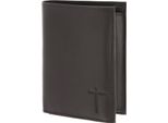 Oxmox Pelle Portafoglio Leather Rfid Protect KombiböRse Freedom Cross Embossed Brown Marrone Scuro