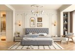 Letto Matrimoniale Imbottito 160 X 200 Cm Con Contenitore E Rete A Doghe, Trattamento Antimacchia, Velluto, Grigio