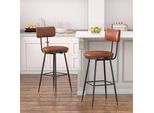 Set Di 2 Sgabelli Da Bar Con Schienale E Poggiapiedi, Rivestimento In Pu, Altezza 65 Cm, Marrone