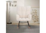 Sedia A Dondolo Imbottita Con Schienale Alto Per Soggiorno E Balcone, Beige