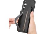 Inf Custodia Nera Inpoliuretanoper Samsung S25 Plus Con Porta Carte E Cinturino