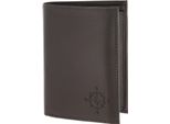 Oxmox Pelle Portafoglio Leather Rfid Protect KombiböRse Windrose 2.0 Embossed Brown Marrone Scuro