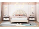 Letto Imbottito Matrimoniale 140X200 Cm Con Rete A Doghe, Velluto, Beige, Design Moderno, Ideale Per Camere Da Letto, Comodo Ed Elegante