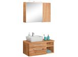 BadmöBel-Set Welltime "Davos", Braun (Eichefarben), Becken Links, KastenmöBel-Sets, BadmöBel-Set, Spiegelschrank Mit Extra Regal
