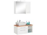 BadmöBel-Set Welltime "Davos", Weiß, Becken Links, KastenmöBel-Sets, BadmöBel-Set, Spiegelschrank Mit Extra Regal
