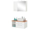 BadmöBel-Set Welltime "Davos", Weiß, Becken Rechts, KastenmöBel-Sets, BadmöBel-Set, Spiegelschrank Mit Extra Regal
